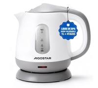 Aigostar Hervidor Agua Electrico Pequeño, Portatil & Compacto, Blanco Gris