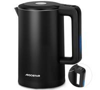 Aigostar - Hervidor de agua acero inoxidable, Regulación Temperatura de 40°C a 100°C, Diseño de Doble Pared, 1,7L, Apagado Automático, 2200W, Protección Contra Sobrecalentamiento, Silencioso, Negro
