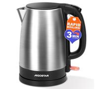 Aigostar Hervidor de Agua Electrico 1.7L Acero Inoxidable Negro LED 2200W