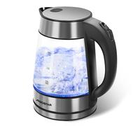 AIGOSTAR Hervidor de Agua Eléctrico de Vidrio Borosilicato, Filtro Extraíble, Hervidora de Cristal Acero Inoxidable con Iluminación LED ( 2200 W, 1.7 litros)