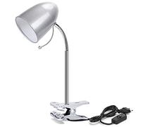 Aigostar Lampara de Escritorio con Pinza, Flexo Retro para Lectura - Luz Ajustable con Clip, Cable 153 cm con Enchufe, sin Bombilla, Plata