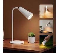 Aigostar Lámpara de Escritorio LED Magnética 4 en 1, Flexo de Escritorio 360° Ajustable, Táctil Regulable, Recargable USB para Lectura, Mesilla, Clip/Montaje en Pared, Linterna - Blanco