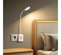 Aigostar Lampara de Lectura LED con Enchufe y Toma de Corriente, Salidas USB y Tipo C, Luz de Pared con Control Táctil, 3 Colores de Luz, Tubo de Luz Flexible Ajustable en 360°, Blanco