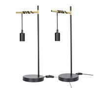 Aigostar lámpara de mesa retro E27, lámpara de escritorio industrial de metal con cable de 180cm con interruptor, lámpara de noche(sin bombilla), negro/dorado, 2pcs