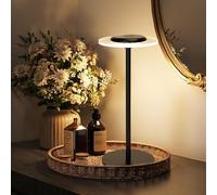 Aigostar Lámpara de Mesa Táctil, Lámpara de Mesita de Noche Inalámbrica con RGB + Luz Cálida 3000K, Brillo Regulable, Lámpara de Ambiente Recargable USB para Dormitorio, Restaurante (Redonda)