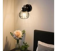 Aigostar Lámpara de Pared Retro E27, Aplique de Pared Diseño de Jaula Ajustable Interior Vintage, Adecuada para Dormitorio Escalera Pasillo Salón, Negro (Sin Bombilla)