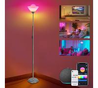 Aigostar Lampara de Pie Inteligente E27 G120 Bluetooth Mesh Compatible con Alexa, 4.9W Gradiente Lámpara de Pie, Degradado de Color en Capas Superior e Inferior, RGB & 2700K-6500K, 175cm