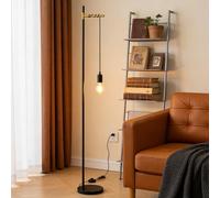 Aigostar Lampara de Pie Retro E27, Floor Lamp de Metal para Salón (sin bombilla), Lámpara de Pie Colgante con Cable de 180cm y Interruptor de Pie, Negro/Dorado