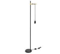 Aigostar lámpara de pie retro E27, lámpara de pie de metal para salón(sin bombilla), Lámpara de pie colgante con cable de 180cm y interruptor de pie, en color negro/dorado