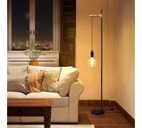 Aigostar lámpara de pie retro E27, lámpara de pie de metal para salón(sin bombilla), Lámpara de pie colgante con cable de 180cm y interruptor de pie, MAX.40W, en color negro/dorado