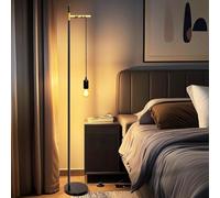 Aigostar Lampara de Pie salon Retro E27, Floor Lamp de Metal con Cable de 180 cm y Interruptor de Pie, Sin Bombilla, MAX.40W, Negro/Dorado