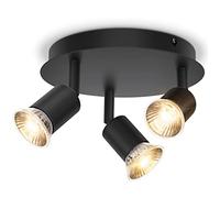 Aigostar Lámpara de Techo Focos LED Plafón con 3 Focos GU10 Base ø200mm, Ajustable y Giratorio Lámpara de techo paradormitorio, cocina, salón, pasillo. No incluye bombillas