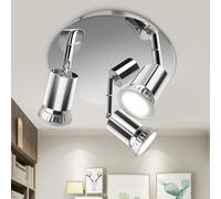 Aigostar- Lámpara de Techo Focos LED,Plafón con 3 Focos GU10 Base,ø200mm,Ajustable y Giratorio Lámpara de techo paradormitorio, cocina, salón, pasillo,Sin Bombilla.