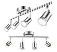 Aigostar Lámpara de Techo LED Focos, Plafón con Focos GU10 4 Luces para Ángulo Ajustable y Giratorio para Interior Focos de Techo Orientables para Dormitorio Cocina (Sin bombillas), 2 piezas