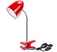 Aigostar Lampara Escritorio con Pinza, Flexo Retro para Lectura - Luz Ajustable con Clip, Cable 153 cm con Enchufe, sin Bombilla, Rojo