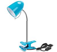 Aigostar Lampara Escritorio con Pinza Retro E27, Flexo Escritorio sin Bombilla, Luz Lectura con Clip con Cable de 153 cm, Cuello Flexible, Azul (Máx. 240V)