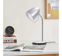 Aigostar Lámpara Escritorio E27 Retro, Flexo LED Escritorio de Metal con Cable de 153cm, Lámpara de Mesa LED con Enchufe, Cuello Flexible, 6500K Luz Blanca, Plata