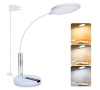Aigostar lámpara escritorio, flexo LED escritorio con cable, dos fuentes de luz, ajuste flexible de 360°, ajuste de brillo y temperatura de color, con cable de 130 cm, función de memoria, azul