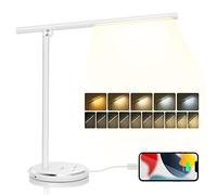 Aigostar Lámpara Escritorio LED,8W Flexo LED Escritorio con Puerto de Carga USB,Recargable,Regulable Lampara LED,Control Táctil, 10 Niveles Brillo 5 Modos,para Infantil,Lectura,Blanco(3000K-6000K)