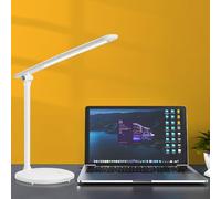 Aigostar lámpara escritorio LED, flexo de escritorio plegable, 3 modos, 5 niveles de brillo, puerto tipo C, con 100cm cable, función de memoria, flexible ajustable, control táctil, blanco