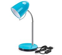 Aigostar Lámpara Escritorio Metal Vintage - Flexo de Escritorio sin Bombilla, Compatible Bombillas E27 (240V Máx), Cable 153 cm, Azul para Mesa/Estudio