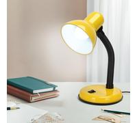 Aigostar Lampara Escritorio Retro con E27 Bombilla, 6500K Luz Blanca, Flexo LED Escritorio Vintage Estudio con Cable de 150cm, Lampara de mesa de Cuello de Luz Flexible, Amarillo