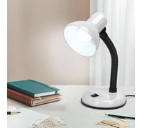 Aigostar Lampara Escritorio Retro con E27 Bombilla, 6500K Luz Blanca, Flexo LED Escritorio Vintage Estudio con Cable de 150cm, Lampara de mesa de Cuello de Luz Flexible, Blanco