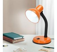 Aigostar Lampara Escritorio Retro con E27 Bombilla, 6500K Luz Blanca, Flexo LED Escritorio Vintage Estudio con Cable de 150cm, Lampara de mesa de Cuello de Luz Flexible, Naranja