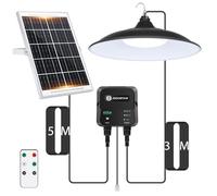 Aigostar Lámpara solar exterior 70W,cable de 8 m,batería de gran capacidad de 6000 mAh,gran panel solar,IP65.Luz solar con mando a distancia y cuerda de tracción,para interior/exterior,jardín,camping