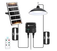 Aigostar - Lámpara solar exterior con mando a distancia y cuerda de tracción，cable de 8 m，batería de gran capacidad de 3000 mAh，gran panel solar，IP65.Luz solar para interior/exterior，jardín，camping