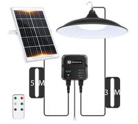 Aigostar - Lámpara solar exterior con mando a distancia y cuerda de tracción，cable de 8 m，batería de gran capacidad de 6000 mAh，gran panel solar，IP65.Luz Solar para interior/exterior，jardín，camping