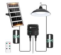 Aigostar - Lámpara solar exterior con mando a distancia y cuerda de tracción，cable de 8 m，batería de gran capacidad de 3000 mAh，gran panel solar，IP65.Luz solar para interior/exterior，jardín，camping