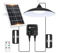 Aigostar - Lámpara solar exterior con sensor de movimiento y mando a distancia,cable de 8 m,batería de gran capacidad de 6000 mAh,gran panel solar,IP65.Luz LED para interior/exterior,jardín,camping