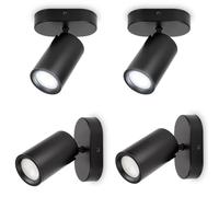 Aigostar Lampara Techo Focos Negro Orientable, Moderno Plafón con Focos Base Gu10, Aplique Techo para Interior Ajustables y Giratorios, Foco de techo Para Pasillos Comedores, Sin Bombilla,4 piezas