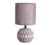 Aigostar Lámparas de Mesita de Noche, Cuerpo de Diseño en Relieve Color Marrón, Pantalla de Tela, Casquillo E14, Lámpara de Mesa Diseño Clasico Vintage para Dormitorio, Salon, Estudio, L14 x H26cm