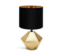 Aigostar - Lámparas de Mesita de Noche, Lámpara de Mesa de Cerámica E14, Pantalla de Tela, Lámpara Escritorio Diseño Clasico Vintage para Dormitorio, Salon, Estudio, L15 x H25cm, Dorado