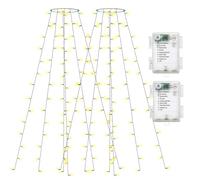 Aigostar Luces Arbol Navidad con Pilas, 108 LED 1.8m Arbol Navideño Luces con IP44 Impermeable 8 Modos, Blanco Cálido, Guirnaldas de Navidad para Fiesta y Jardín (No incluye pilas),2PCS