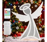 Aigostar Luces de Ángel Ventana Navidad con Caja de Música, Luce de Navidad a Pilas, Colgando Luces Arbol Navideña con Temporizador, Decoración Navideña Festiva, Luce Navideñas para Ventana