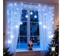 Aigostar Luces de Cortina, 3M + 1.5x1.2M, 82 luces LED, 8 Modos, Memoria y Temporizador, IP44, para Interior, Exterior, Navidad, Boda(Blanca)