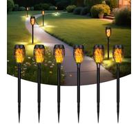 Aigostar Luces de llamas Solar Exterior Jardin, 6 piezas.iluminación realista fuego encendido,IP44 Impermeable,Luces de antorcha solar para exterior,Luz Solar Exterior para Decoración,Césped,camino