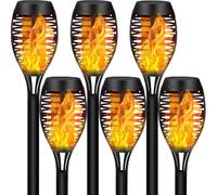 Aigostar-Luces de llamas Solar Exterior Jardin, 6 piezas.iluminación realista fuego encendido,IP44 Impermeable,Luces de antorcha solar para exterior,Luz Solar Exterior para Decoración,Césped,camino