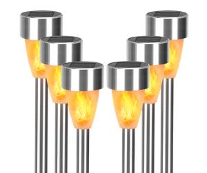 Aigostar-Luces de llamas Solar Exterior Jardin 6 Piezas,iluminación Realista Fuego Encendido,IP44 Impermeable,Luces de Antorcha Solar para exterior,Luz Solar Exterior para Jardín,Césped,Camino