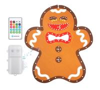 Aigostar Luces de Muñeco de Jengibre Ventana con Caja de Música, Luce de Navidad a Pilas, Colgando Luces Arbol Navideña con Temporizador, Decoración Navideña Festiva, Luce Navideñas para Ventana