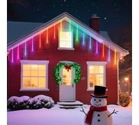 Aigostar Luces de Navidad de Lluvia de Meteoritos, 2Unidad, 8 Tubos 30 cm, RGB, 192 LEDs, Impermeable para Interior y Exterior de Árbol de Navidad, Patio, Fiestas