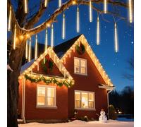 Aigostar Luces de Navidad de Lluvia de Meteoritos, 8 Tubos 30 cm, 192 LEDs, Blanco Cálido, Impermeable para Interior y Exterior de Árbol de Navidad, Patio, Fiestas