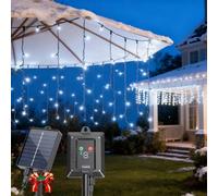 Aigostar Luces de Navidad Exterior Solar 2 Paquetes - 3M+5M*0.4M 100 LED - IP65 Guirnalda Luminosa Tipo Lluvia de Hielo - 8 Modos - Luz Blanca Fría, para Jardín, Balcón, Bodas y Decoración Navideñ