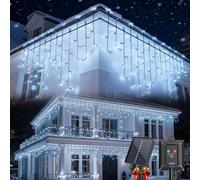 Aigostar Luces de Navidad Exterior Solar 4 Paquetes - 3M+5M*0.6M 100 LED - IP65 Guirnalda Luminosa Tipo Lluvia de Hielo - 8 Modos - Luz Blanca Fría, para Jardín, Balcón, Bodas y Decoración Navideñ
