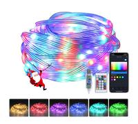 Aigostar Luces de Navidad Inteligente RGB 10 m 100 LED, Guirnalda Luces Cadena de Luces para Navidad Halloween, Alimentación por USB, Sincronización con Música, Control de APP y Control Remoto