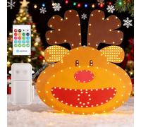 Aigostar Luces de Ventana Navidad con Caja de Música, Luce de Navidad a Pilas, Colgando Luces Arbol Navideña con Temporizador (Reno)