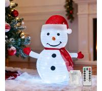 Aigostar Luces Decorativas Navideñas de Muñeco de Nieve con Caja de Pilas, con Mando a Distancia, Plegable, Luz Blanca Fría, 8 Modos, 70cm, Temporizador, IP44 para Interior y Exterior